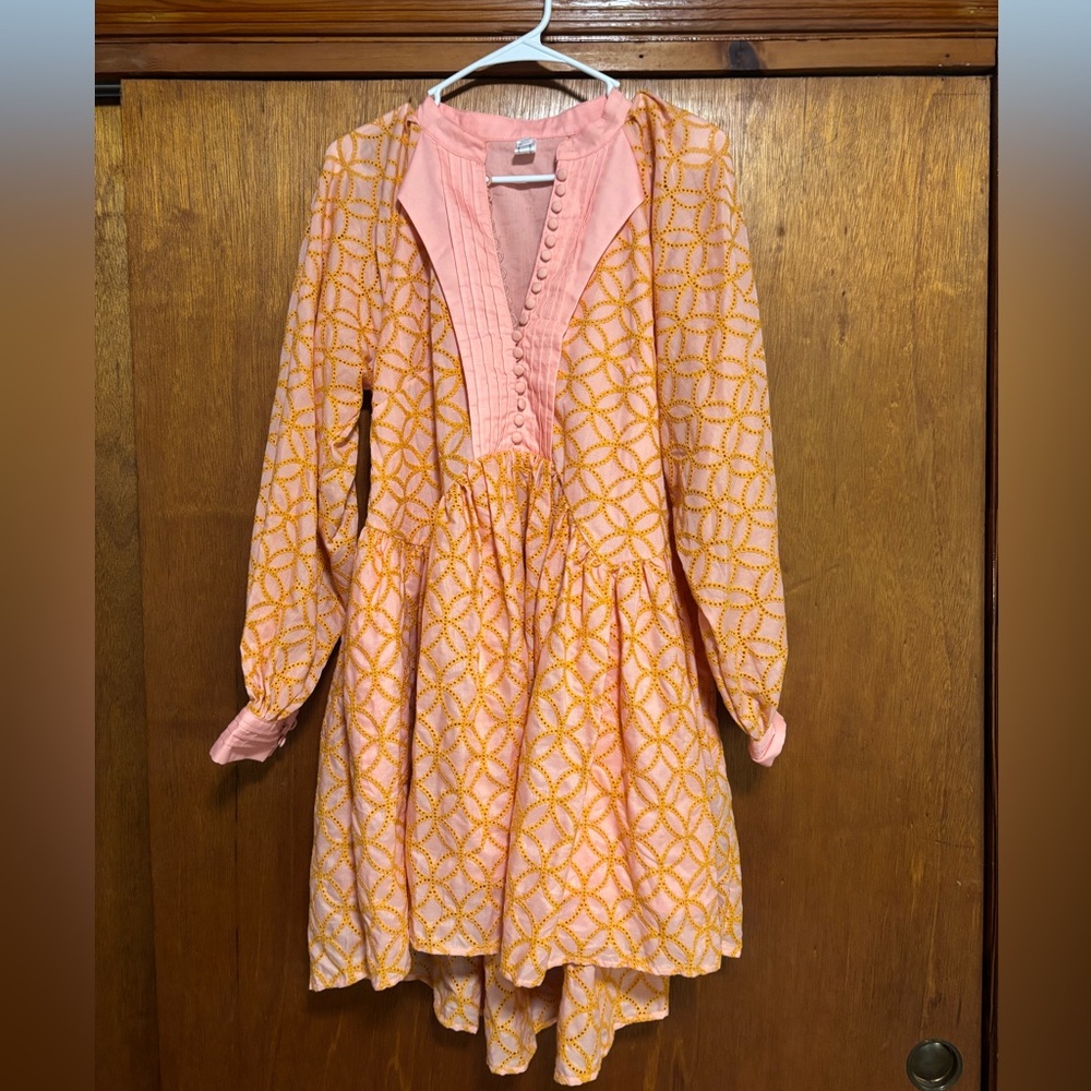 ASA Fashions Eyelet Button Down Shift Swing Babydoll Dress Size Medium